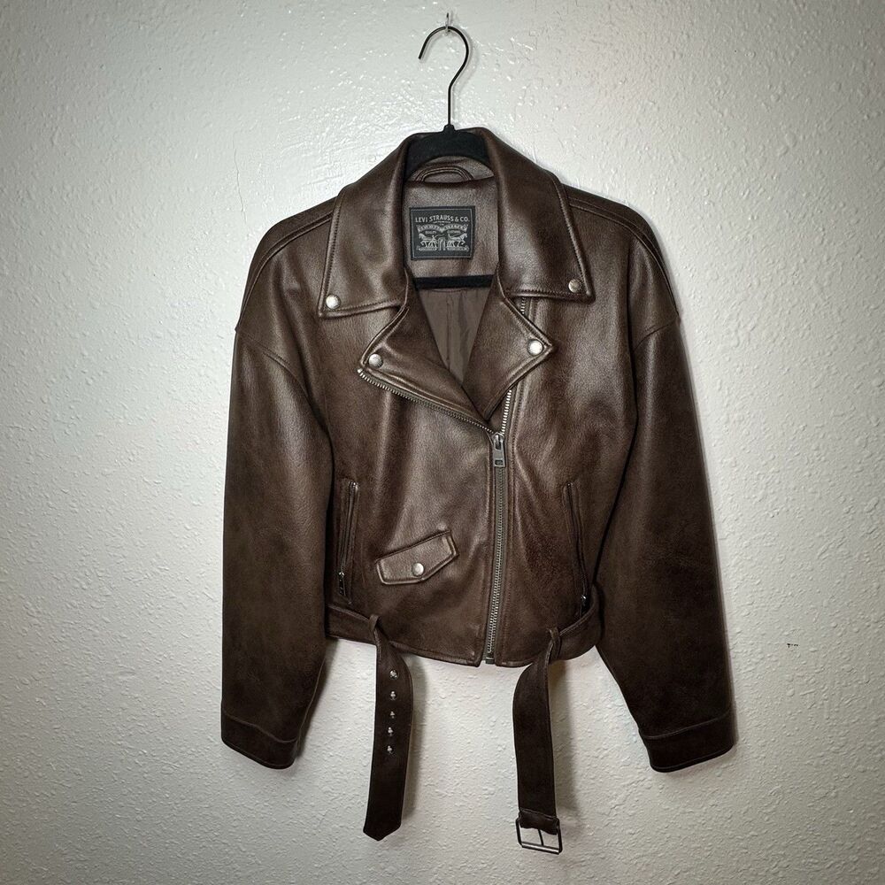 Levi's Women's Size M Belted Crop Moto Jacket- USED Excellent preowned Condition